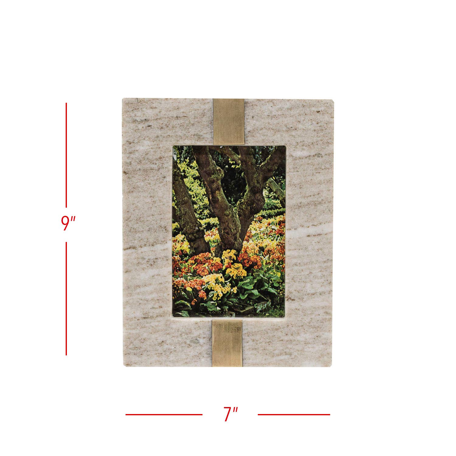Soren Beige Marble Picture Frame w/ Brass Inlay - 4x6