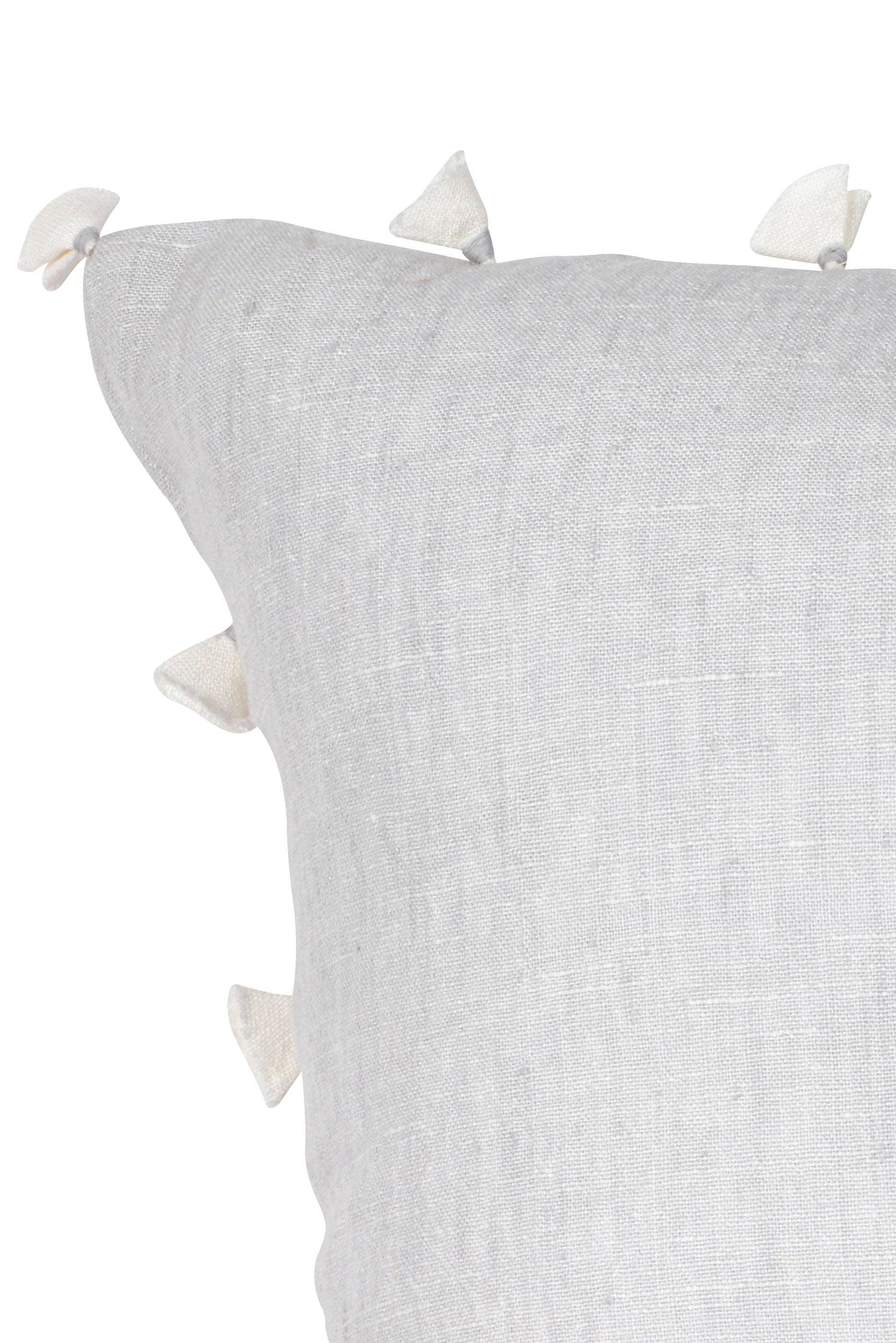 Light Grey Tassels Linen Pillow - 20x20