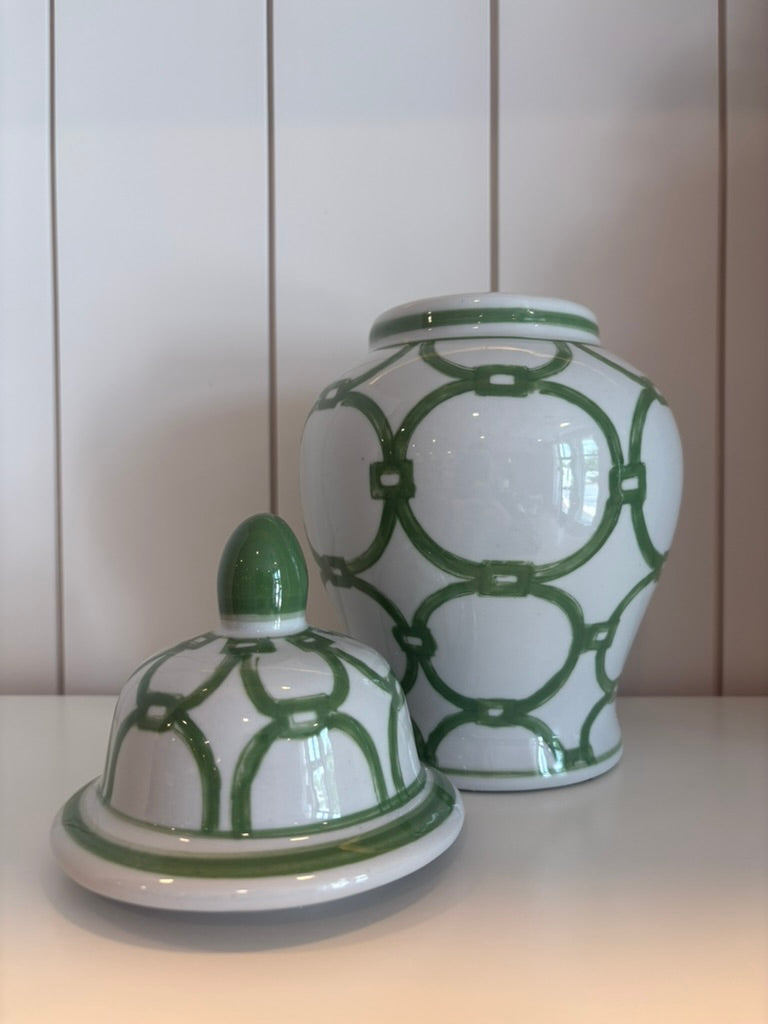 White & Green Ginger Jar
