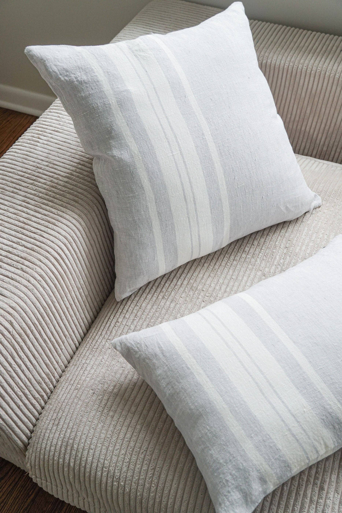 Light Grey Bold Stripes Linen Pillow - 20x20