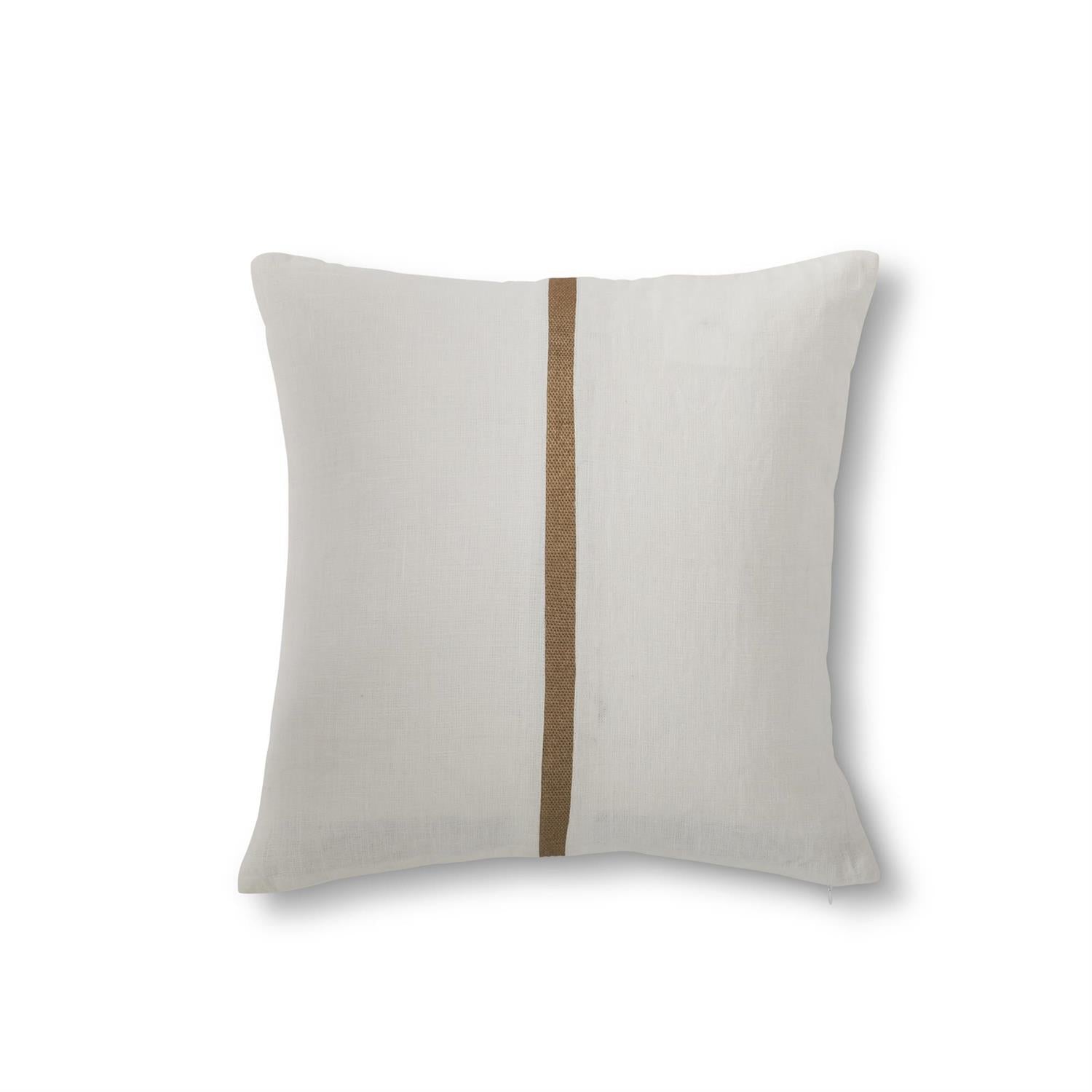 White Linen & Gold Striped Pillow - 20x20