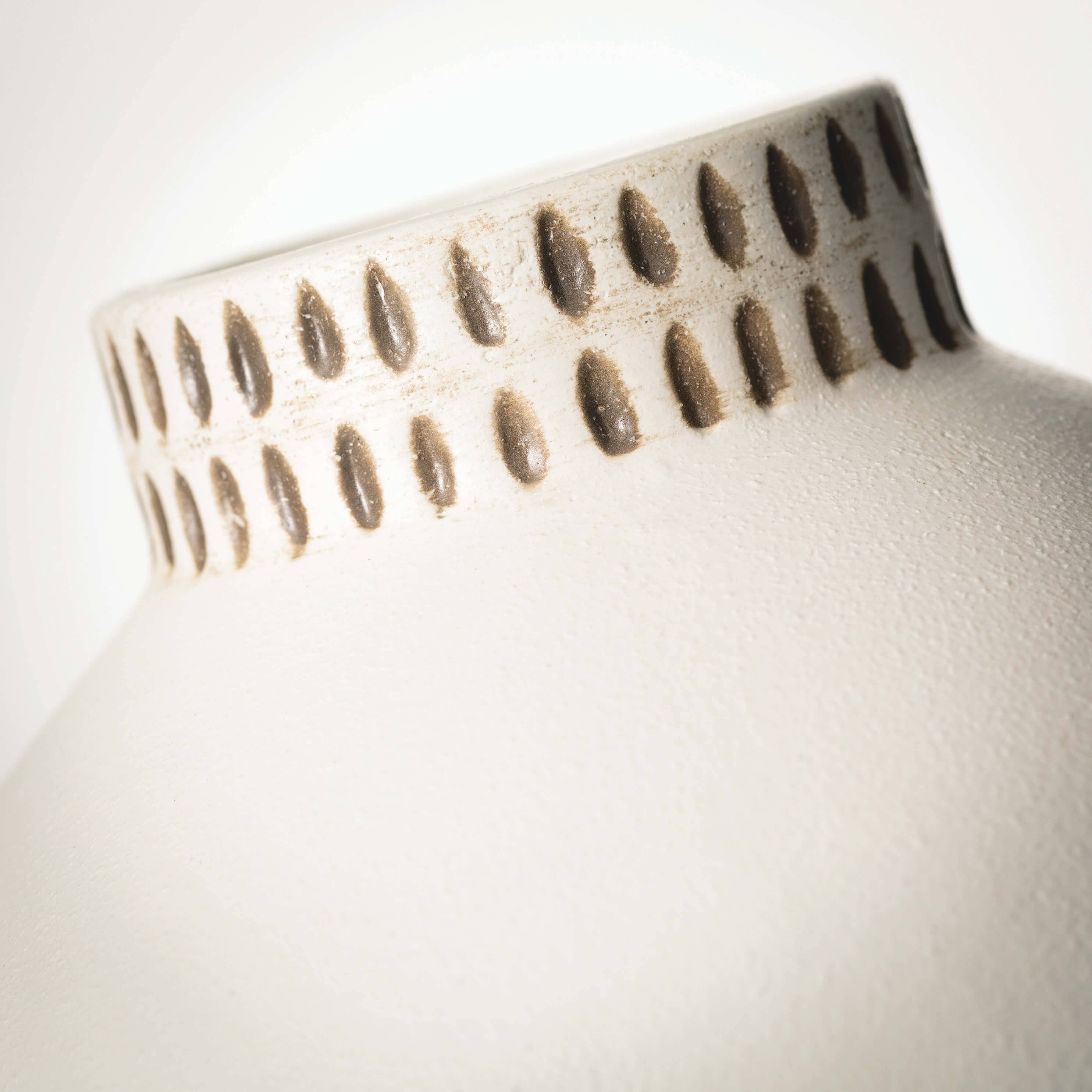 Etched Ivory Ceramic Urn Vase