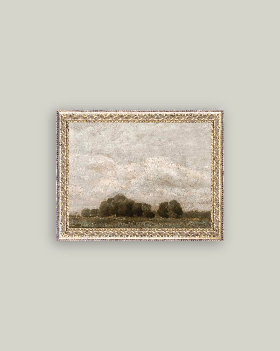 Tree & Cloud Landscape Framed Antique Print