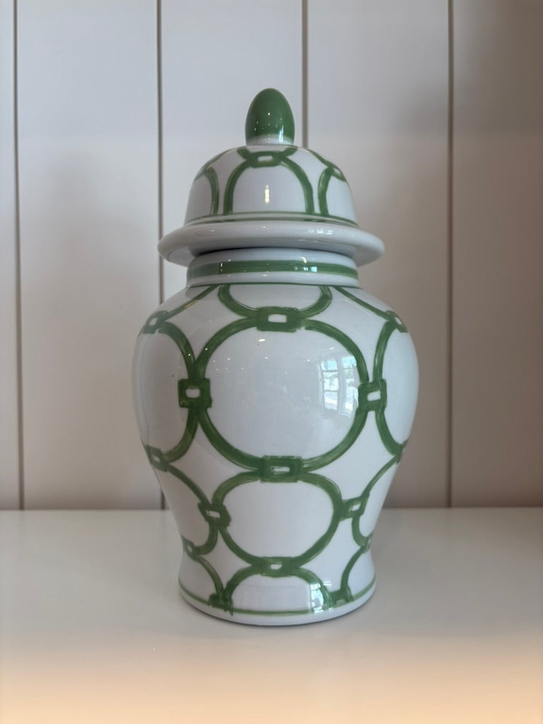White & Green Ginger Jar