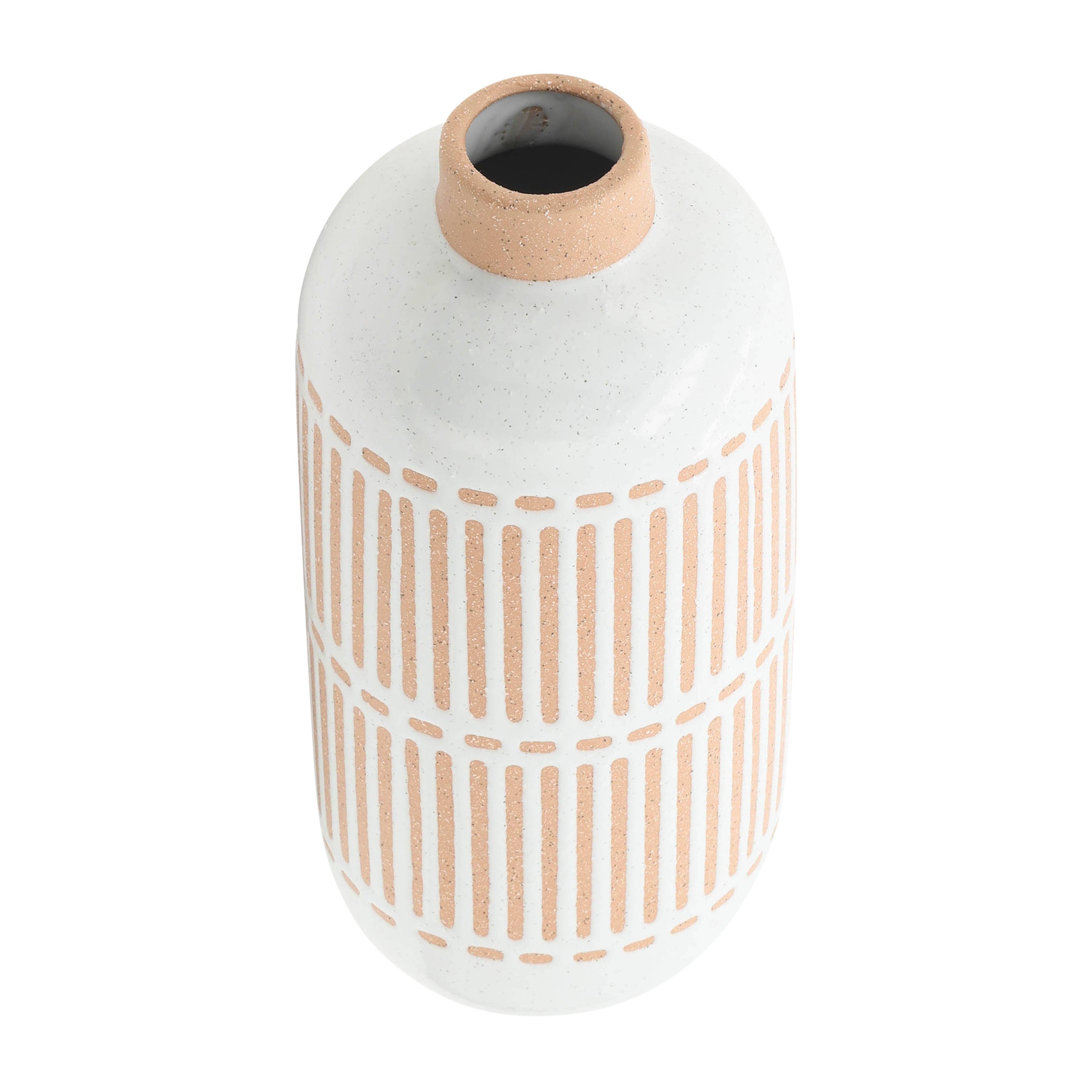 Ivory & Tan Ceramic Aztec Vase