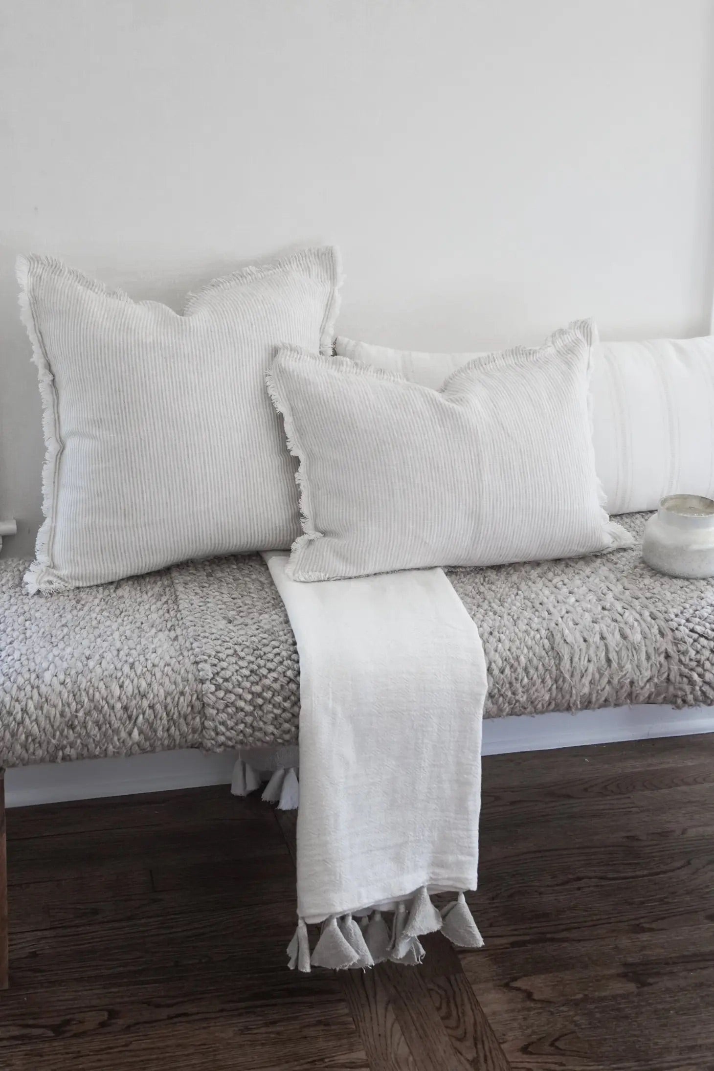Grey & White Striped Linen - 20x20