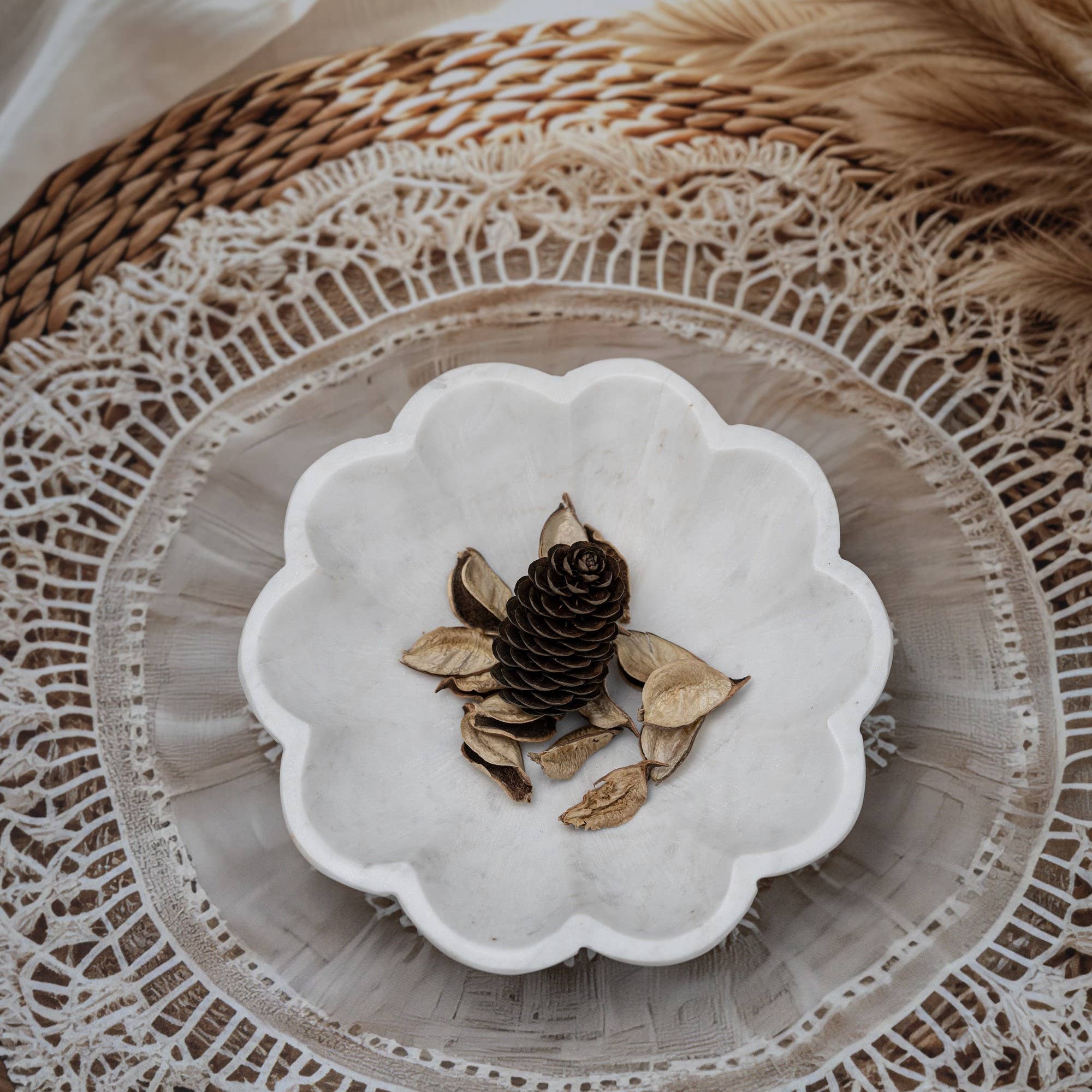 White Marble Lotus Bowl
