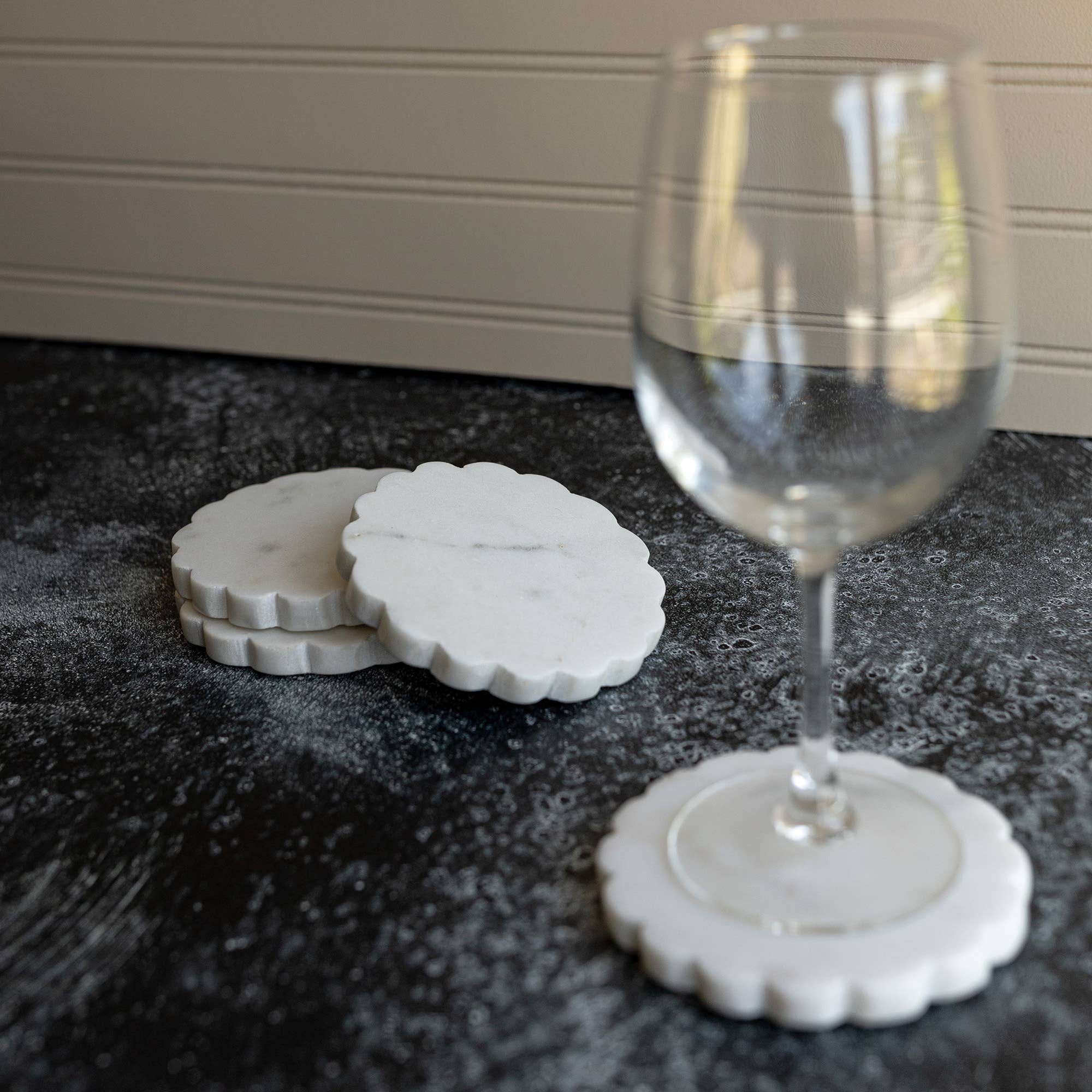 Marble. Scallop Edge Coasters (Set of 4)