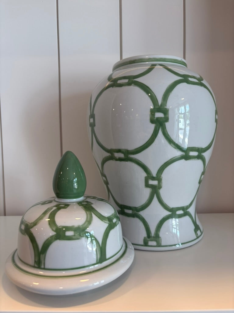 White & Green Ginger Jar
