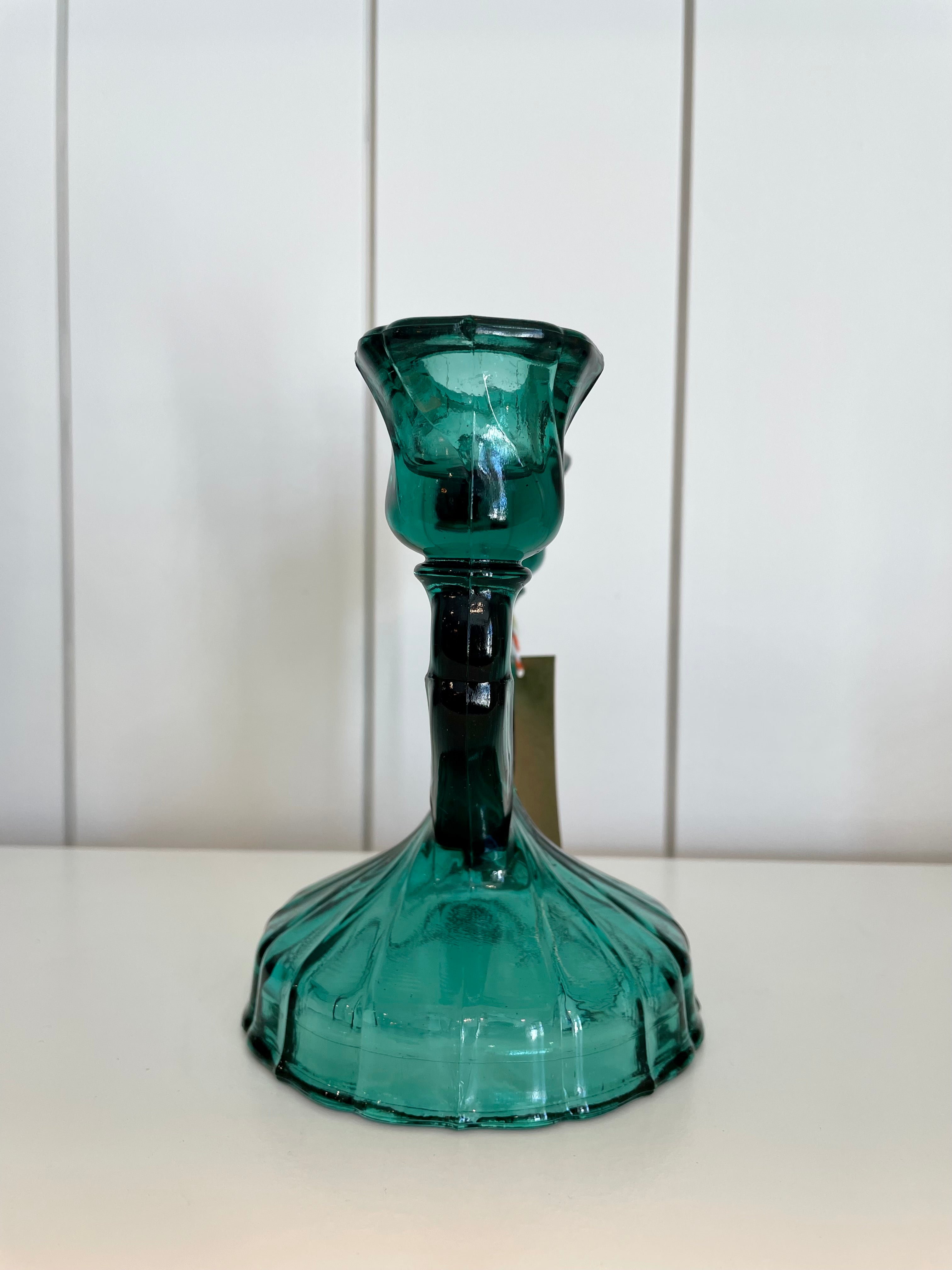 Jannette Glass Double Candlestick Holder