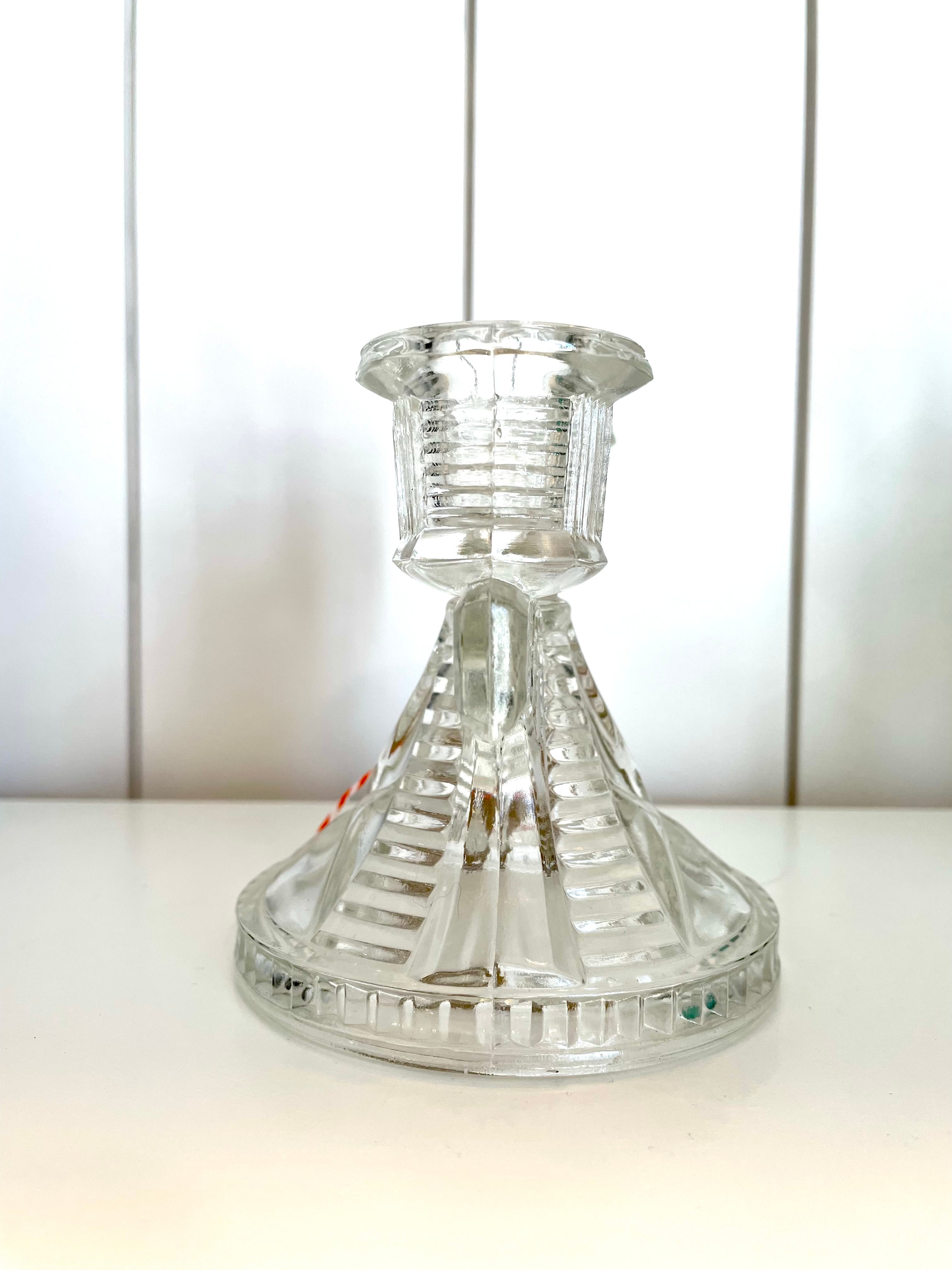 Vintage Federal Glass Double Candlestick