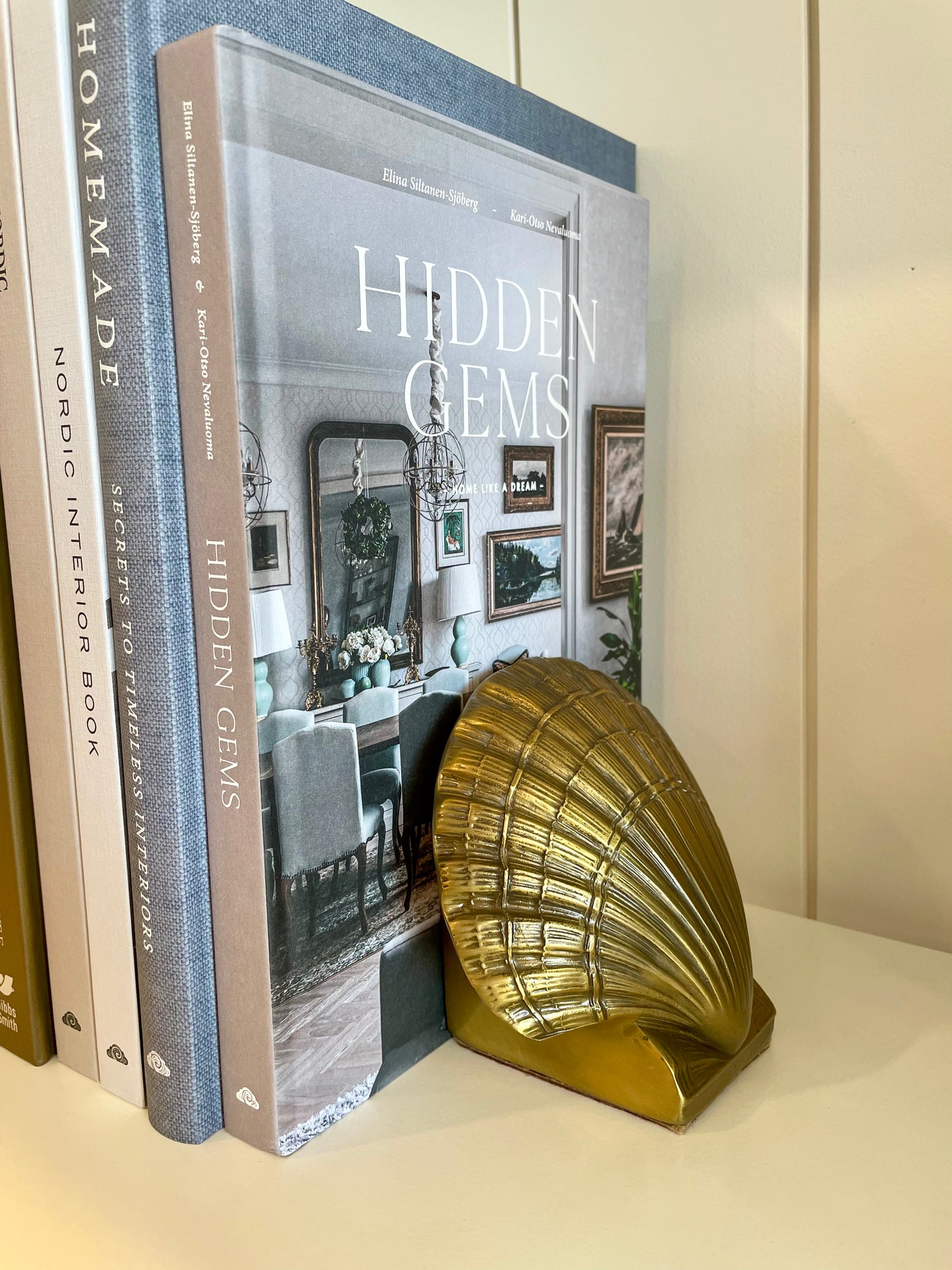 Pair of Vintage Brass Scallop Shell Bookends