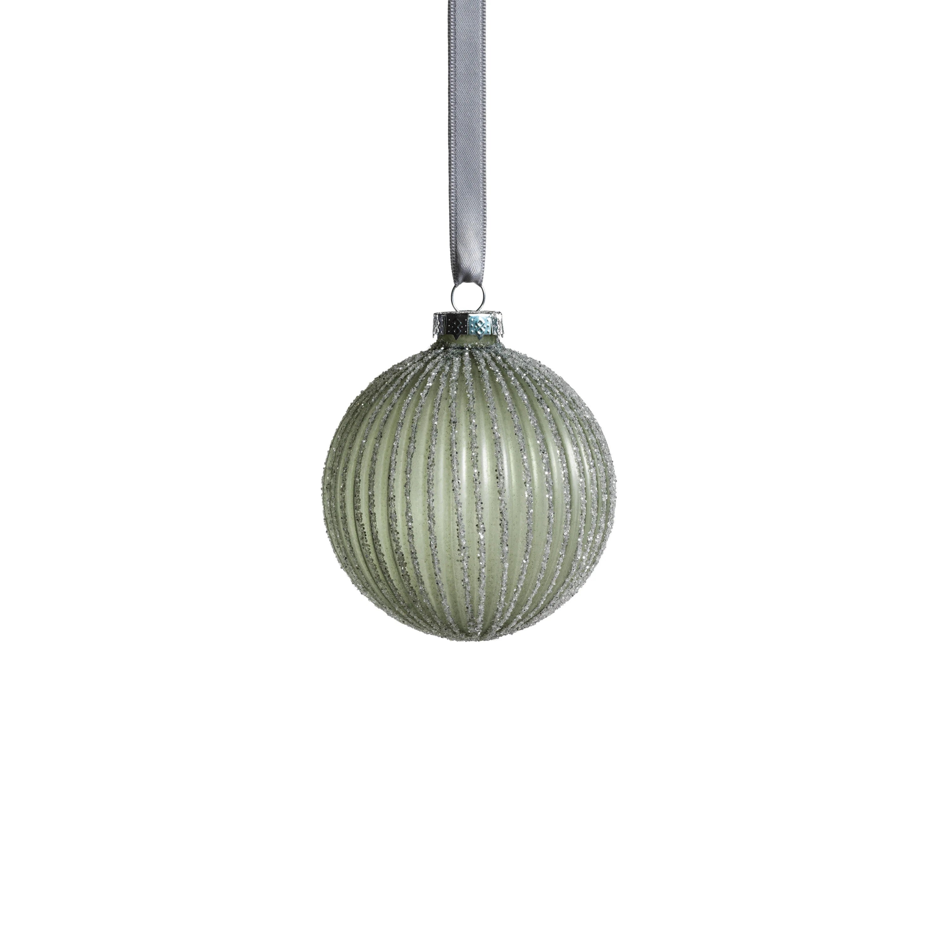 Grooved Green Glitter Ornament