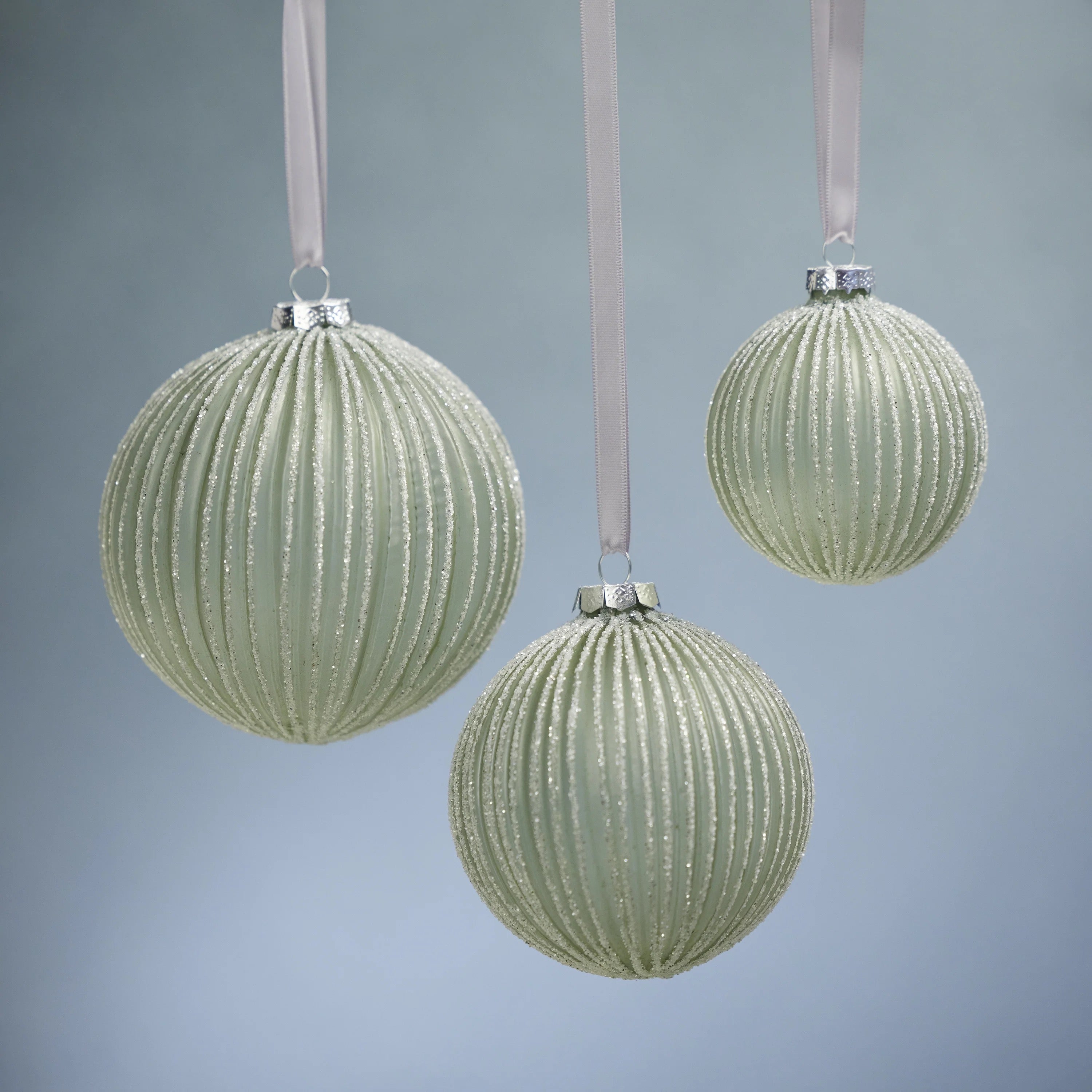 Grooved Green Glitter Ornament