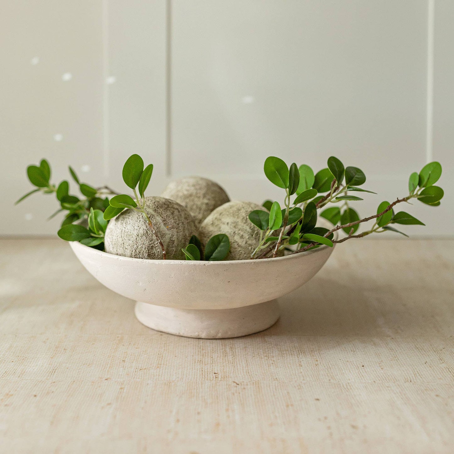 Footed Cream Paper Mache Bowl