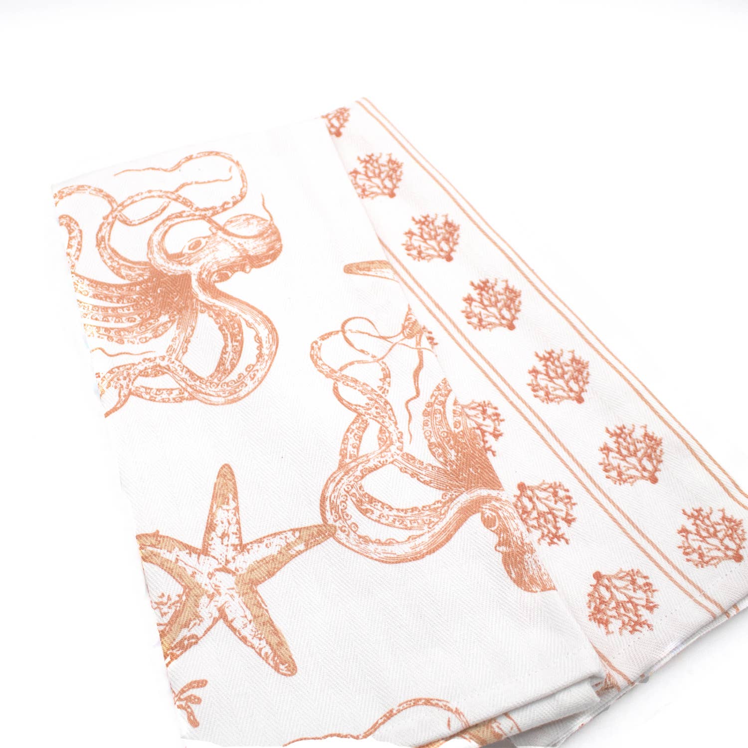 Coral Octopus Kitchen Towel Set