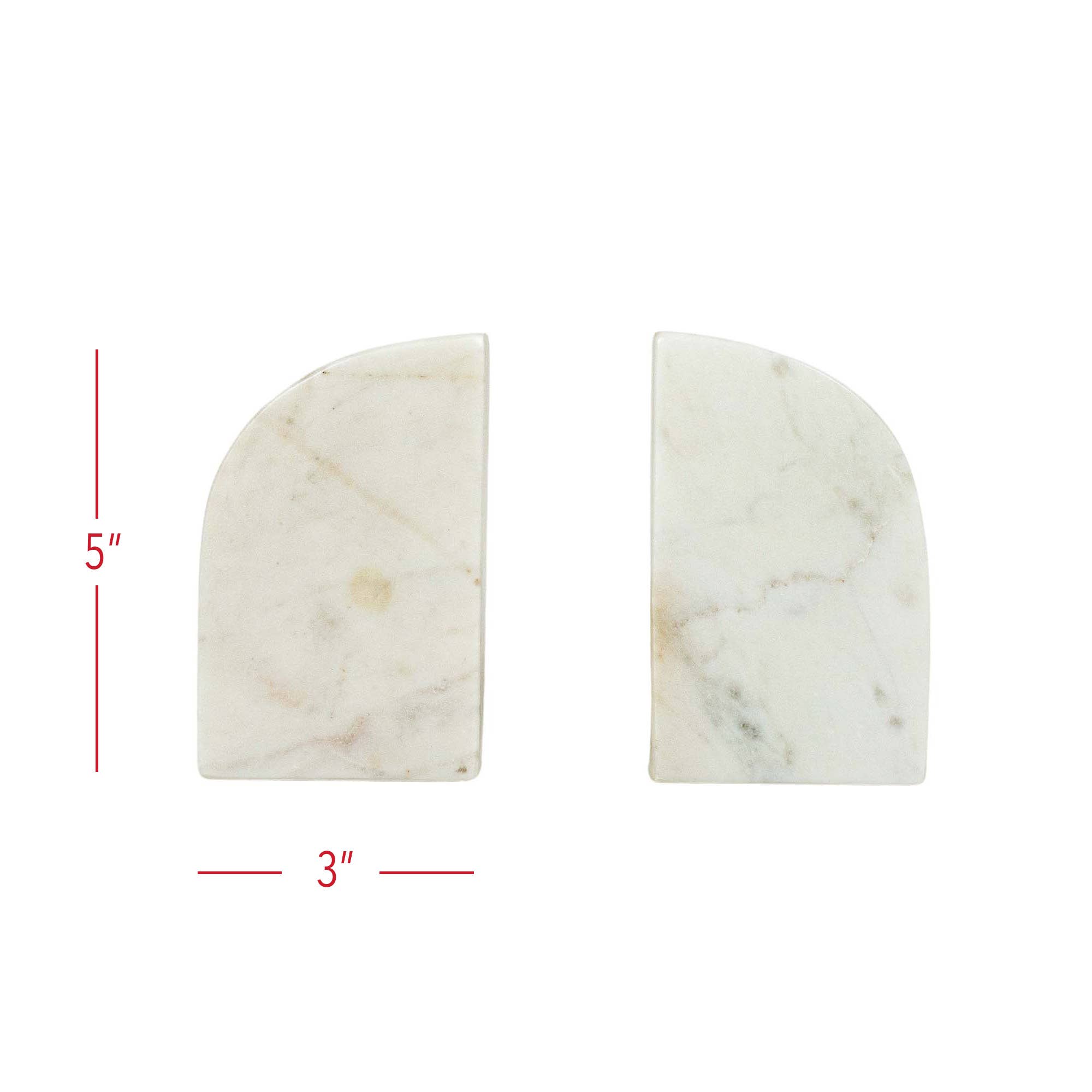 Set of 2 White Marble Arch Bookends