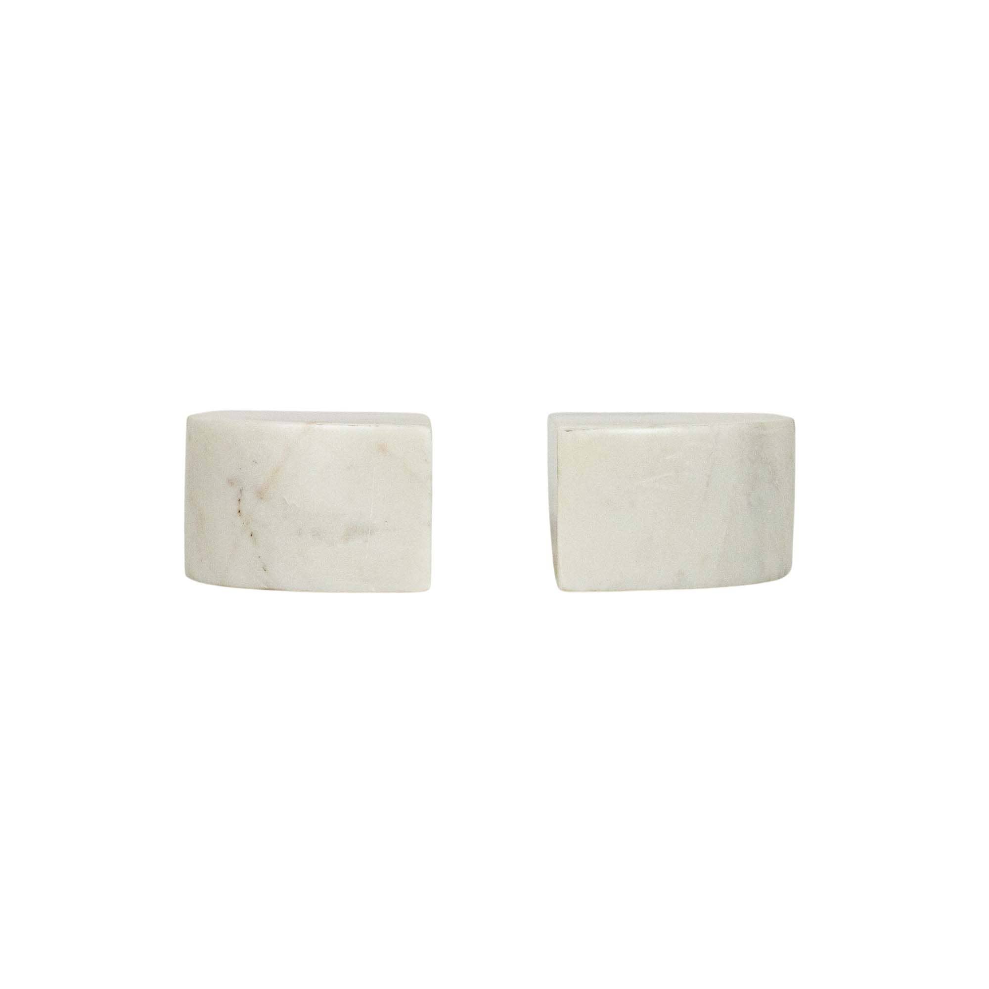 Set of 2 White Marble Arch Bookends