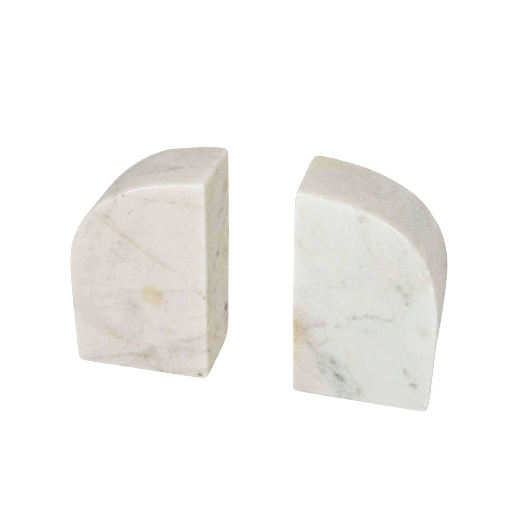 Set of 2 White Marble Arch Bookends
