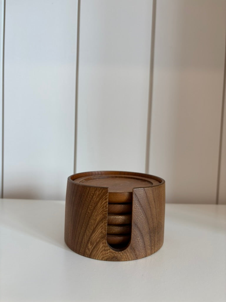 Vintage Wooden Coasters - Set of 5