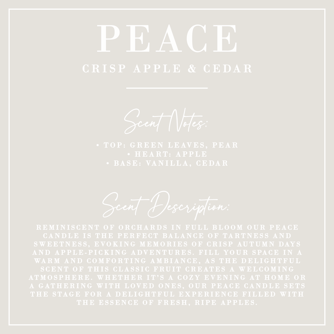 PEACE | Crisp Apple + Cedar Candle