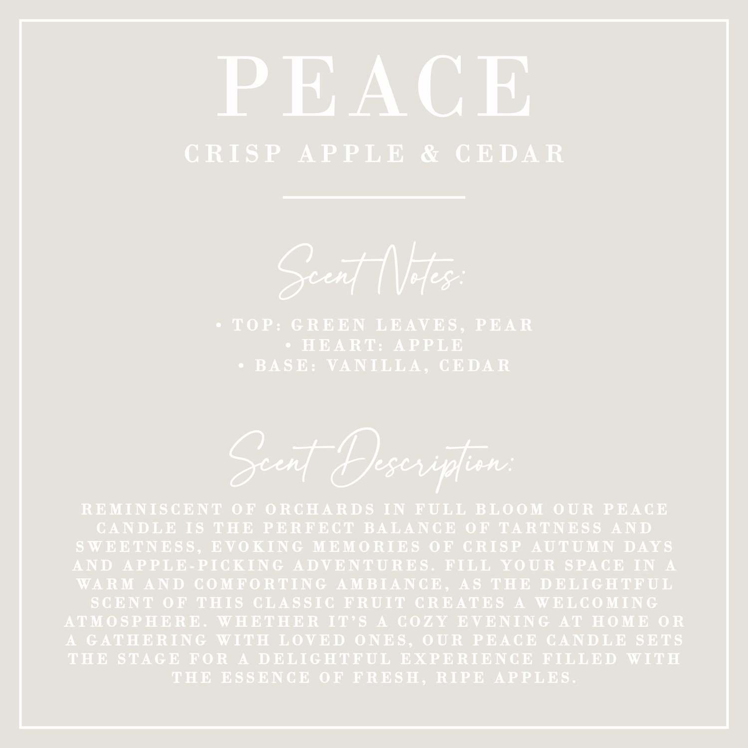 PEACE | Crisp Apple + Cedar Candle