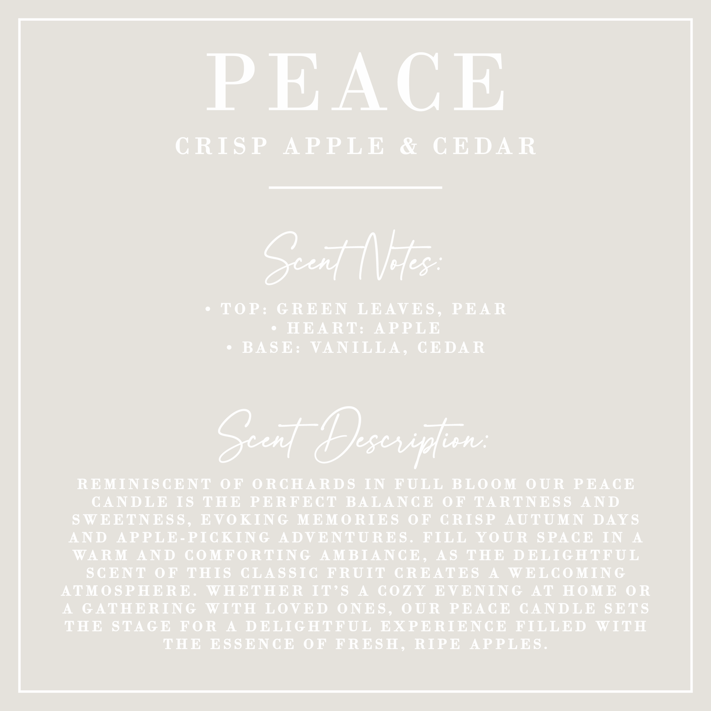 PEACE | Crisp Apple + Cedar Candle
