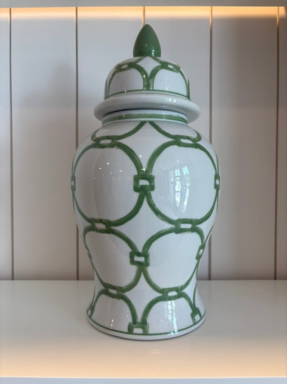 White &amp; Green Ginger Jar