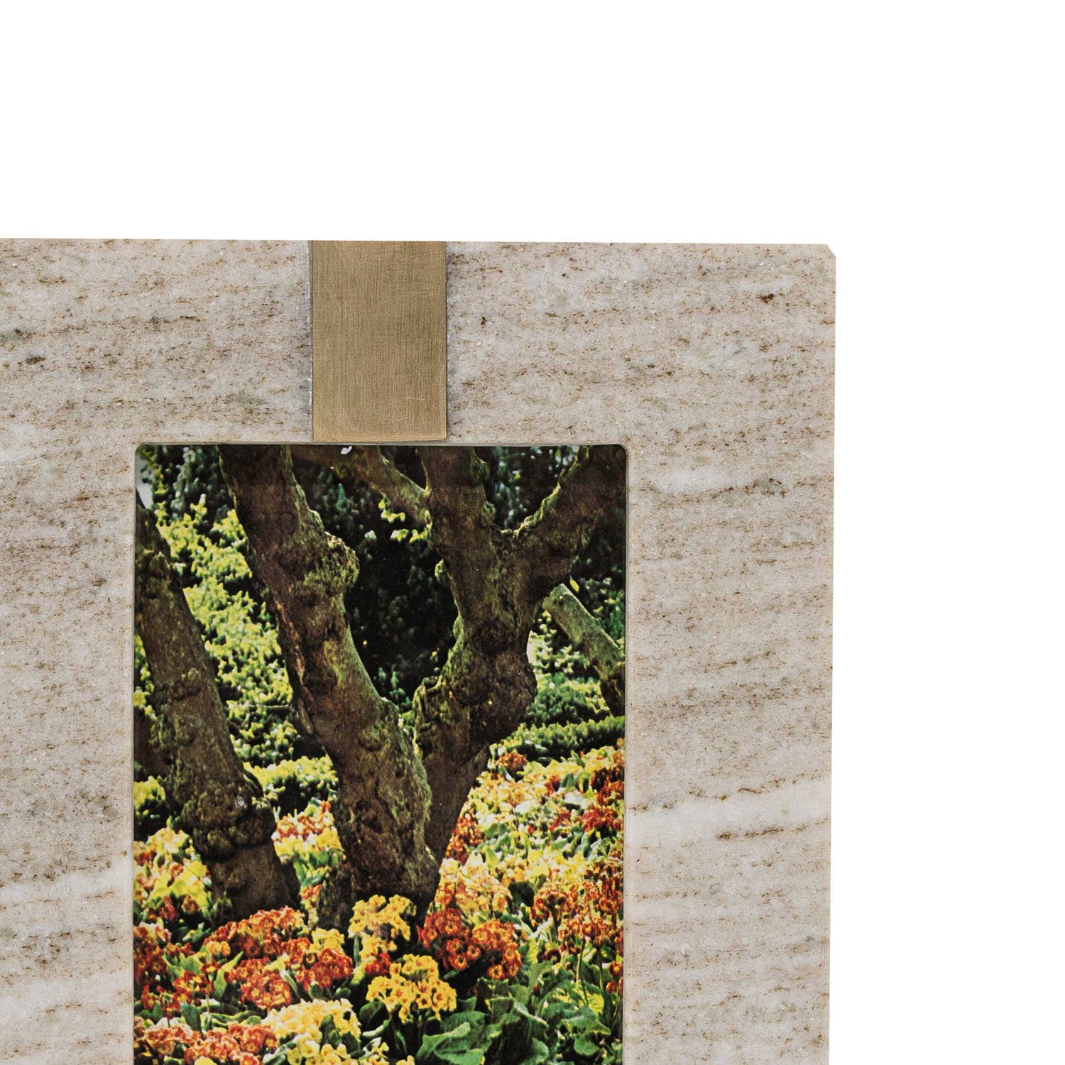 Soren Beige Marble Picture Frame w/ Brass Inlay - 4x6