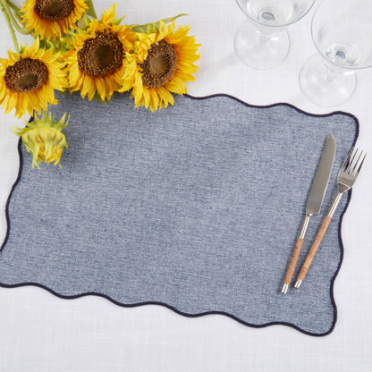 Navy Scalloped Edge Placemat