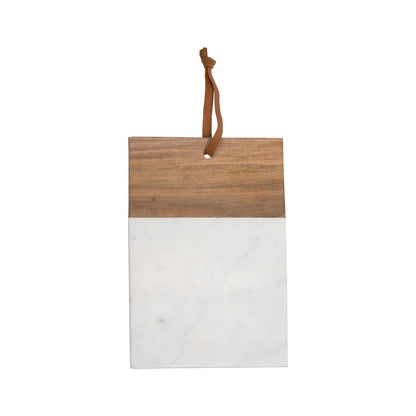 White Marble &amp; Wood Cutting Board