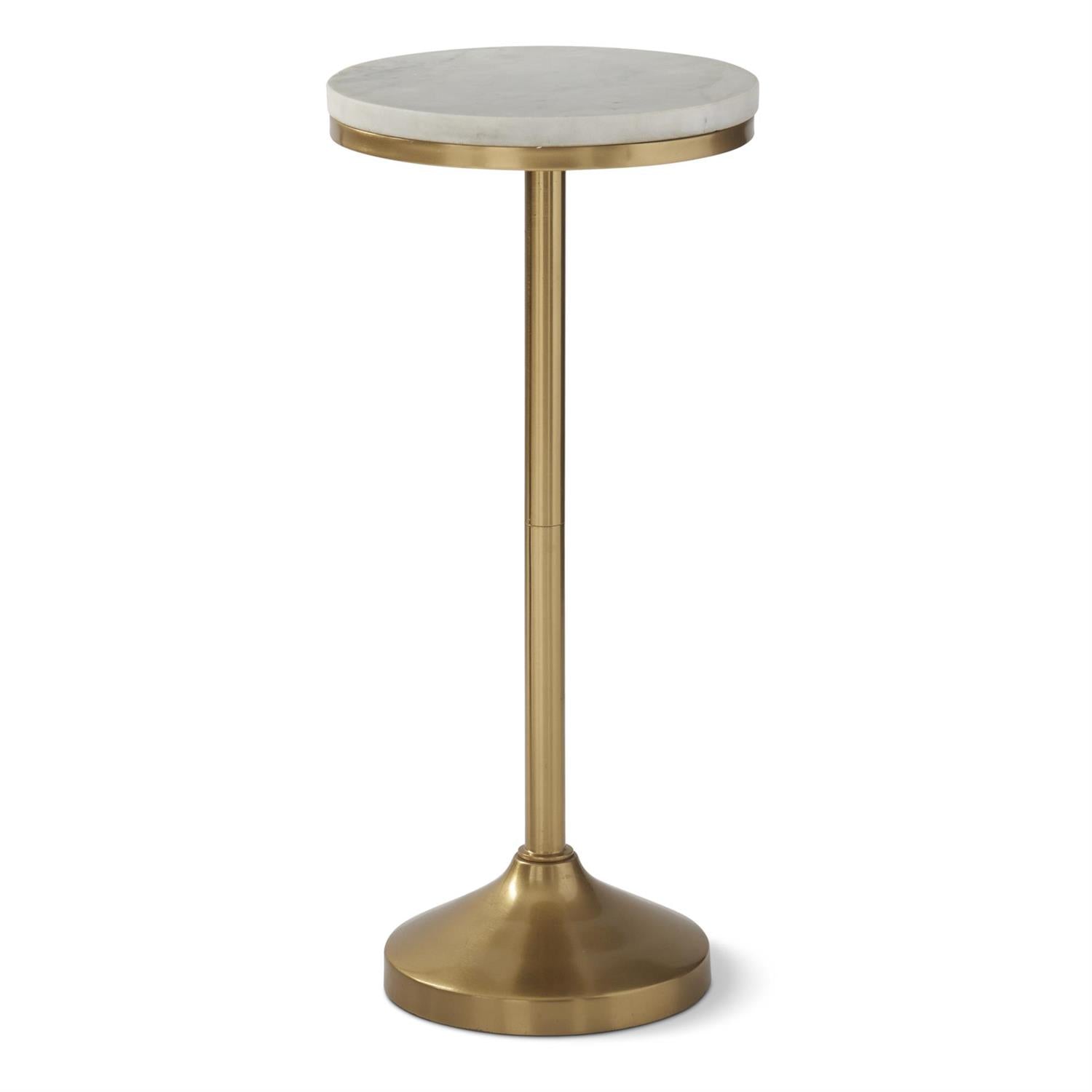 White Marble &amp; Brass Drink Table