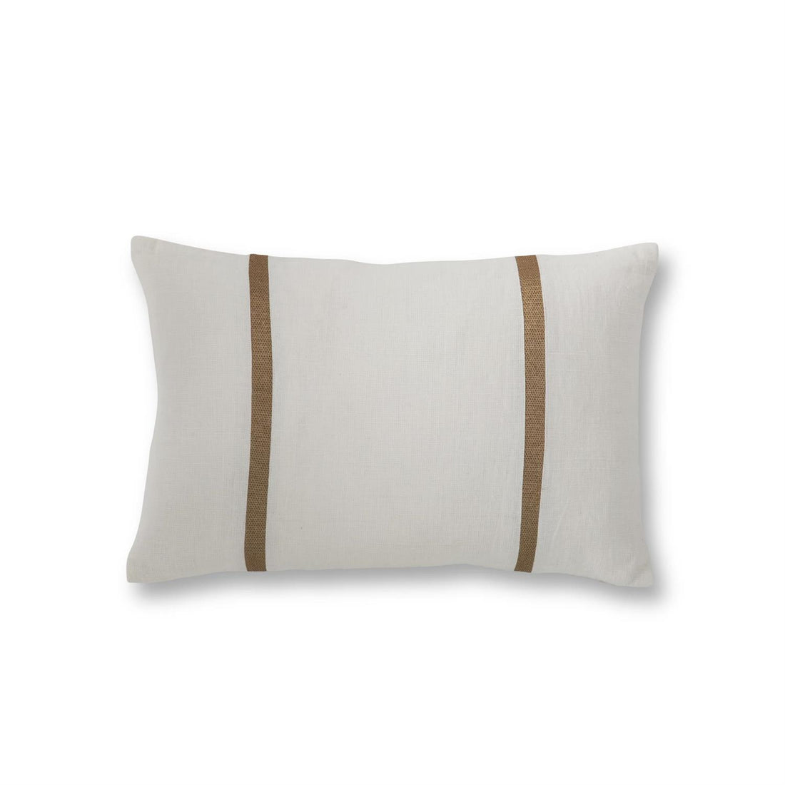 White Linen &amp; Gold Striped Lumbar Pillow - 20x12