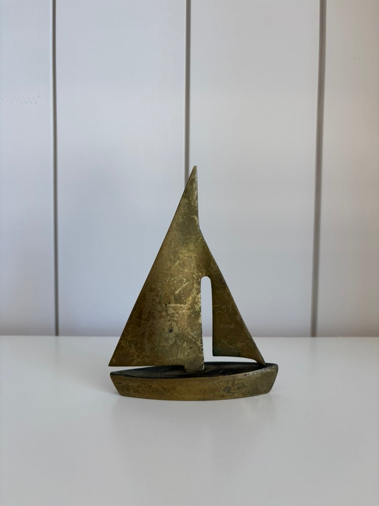 Small Brass Sailboat Paperweight
