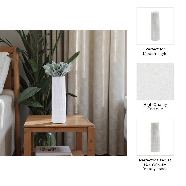 White Ceramic Lined Vase