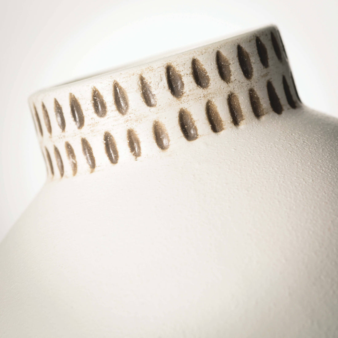 Etched Ivory Ceramic Urn Vase