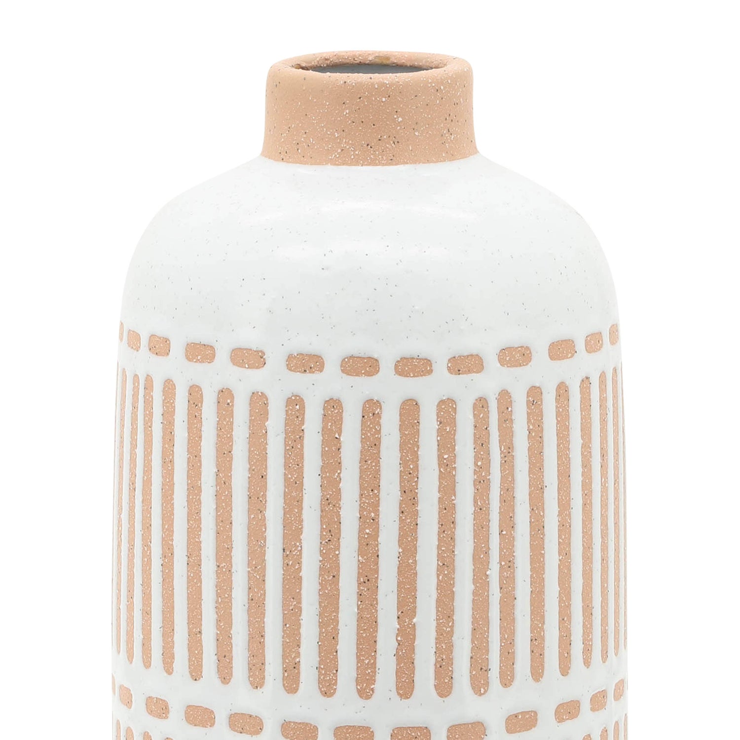 Ivory &amp; Tan Ceramic Aztec Vase