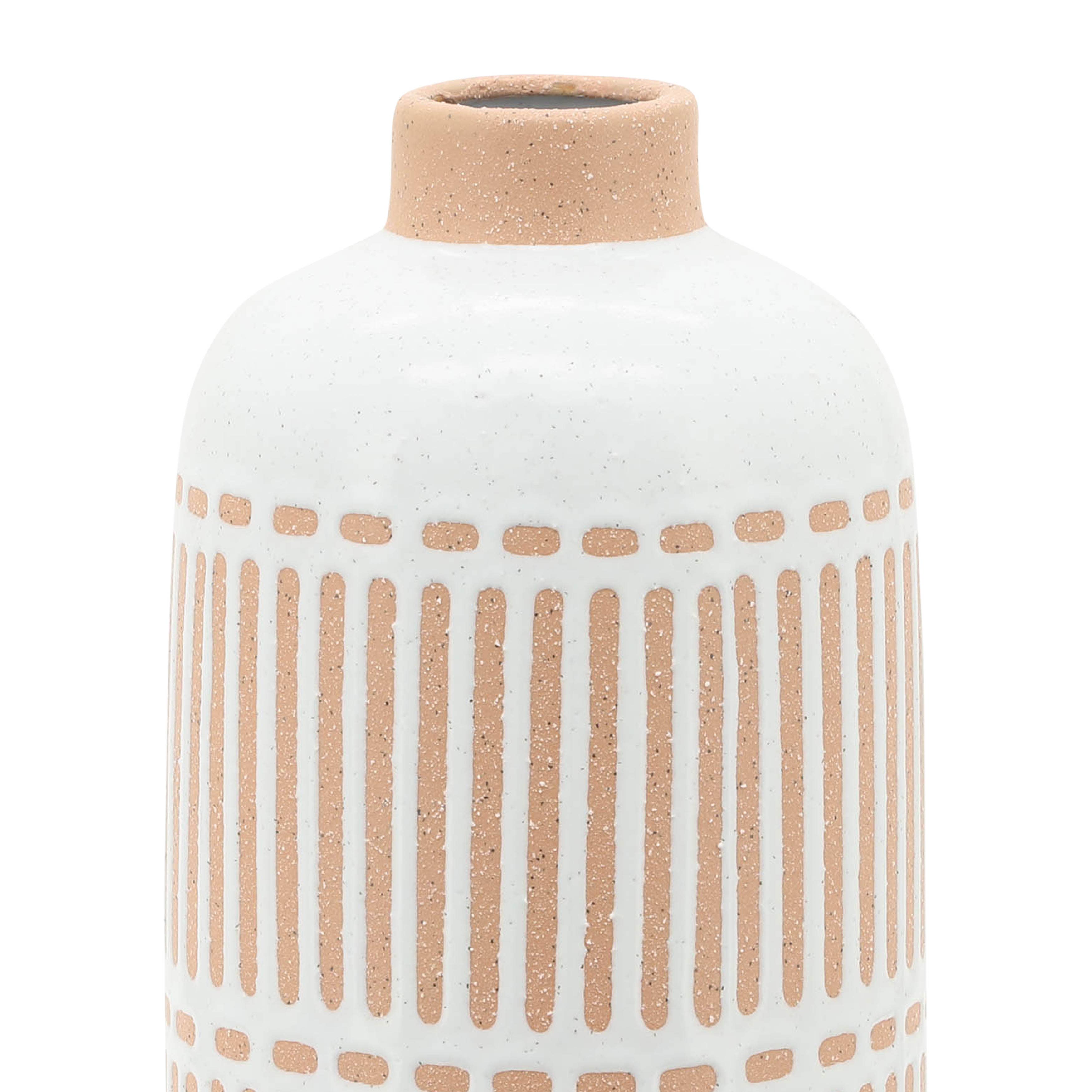Ivory &amp; Tan Ceramic Aztec Vase