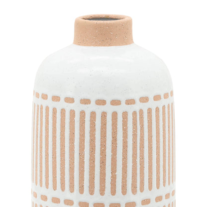 Ivory &amp; Tan Ceramic Aztec Vase