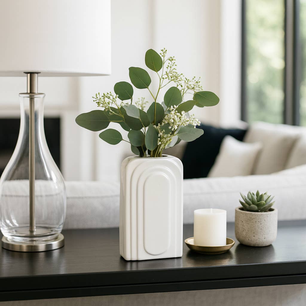 Ceramic Etched Arch Vase