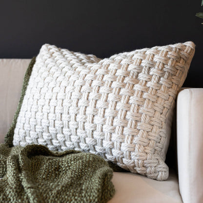 Hand Woven Knotted Pillow - 16x24