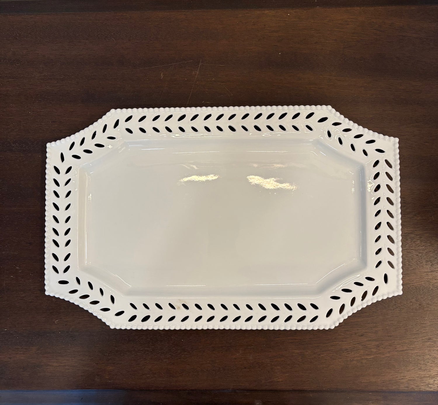 Rectangular Platter with Lace Detail