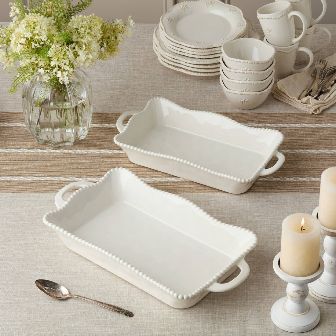 Perlette Cream Rectangular Baker
