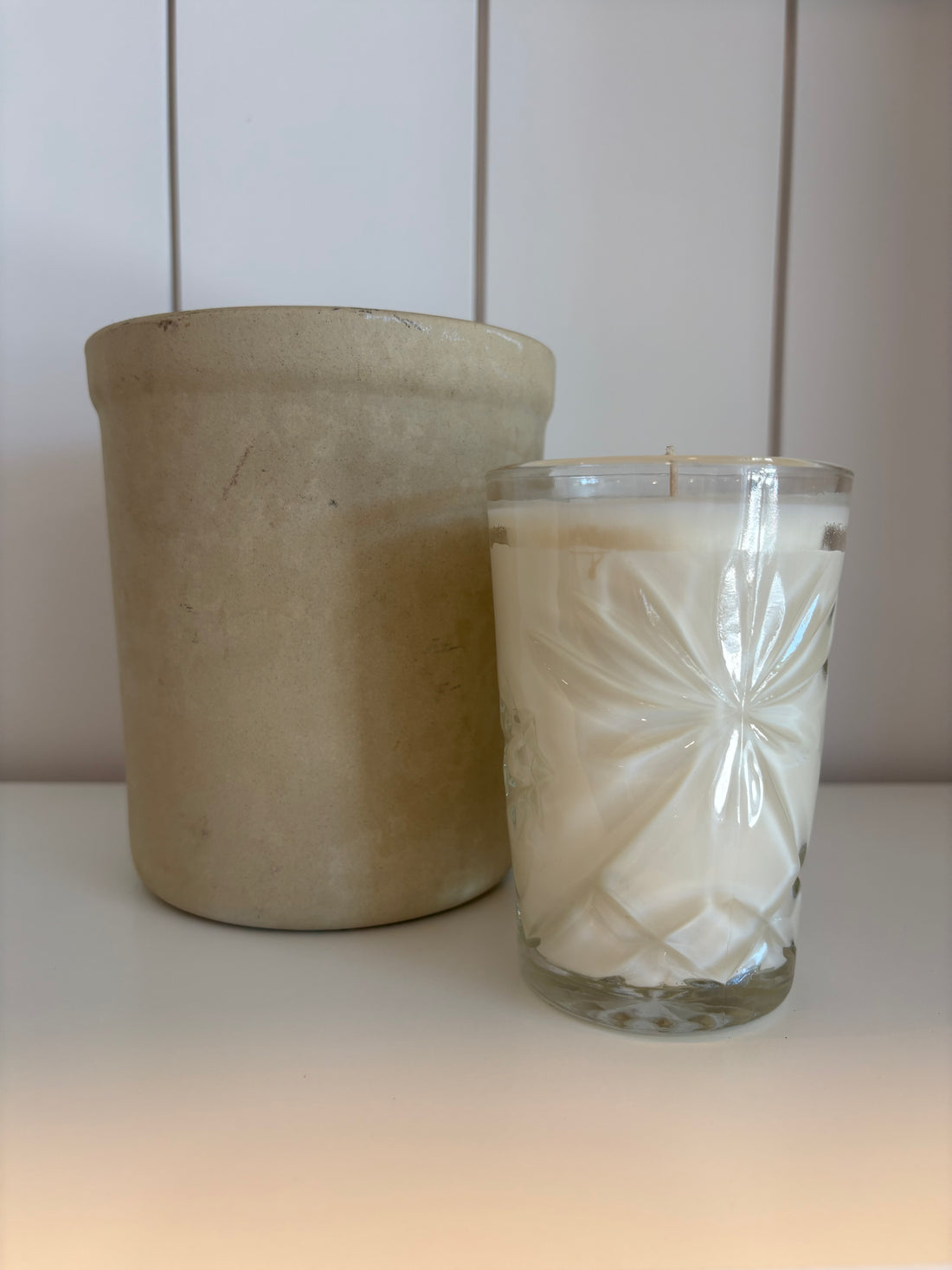 Vintage Star Cut Glass Candle