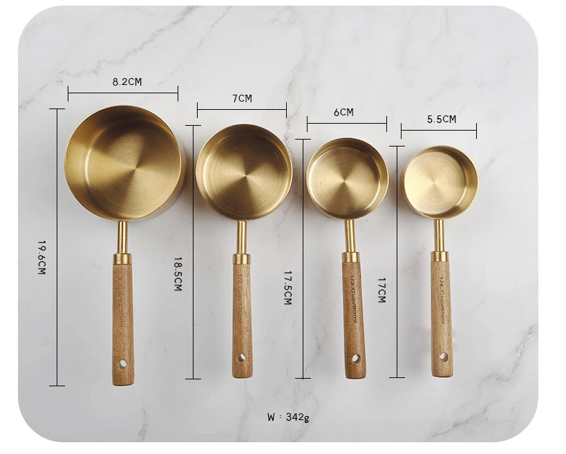 Gold Stainless Steel Measuring Cup Set