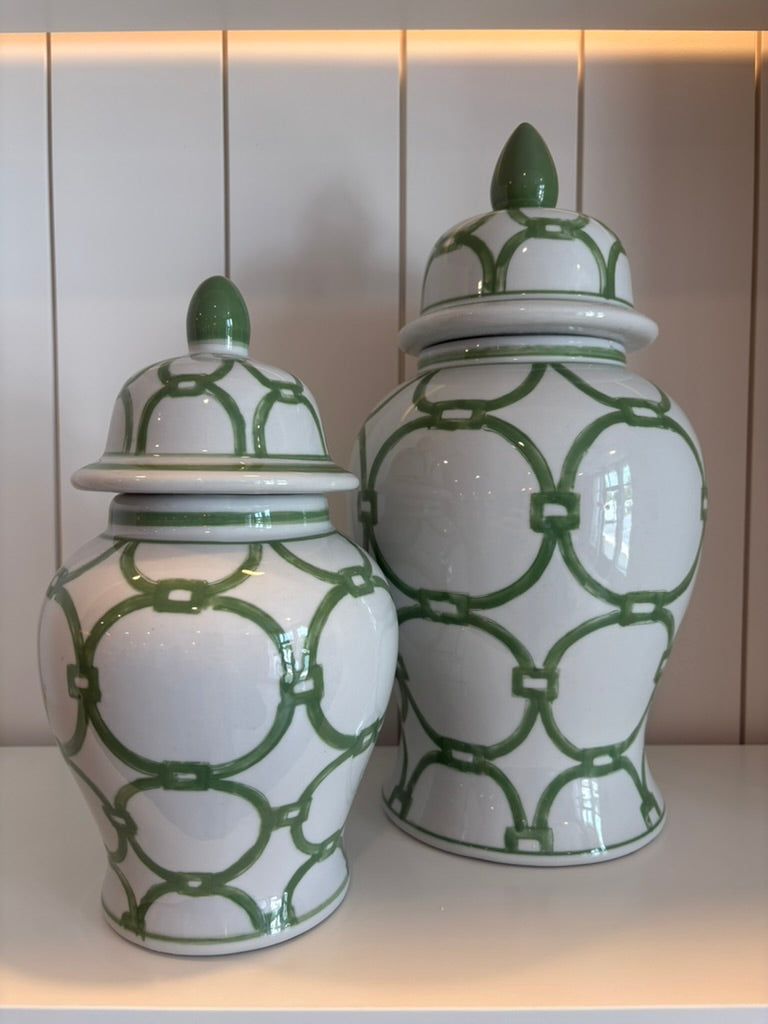 White &amp; Green Ginger Jar