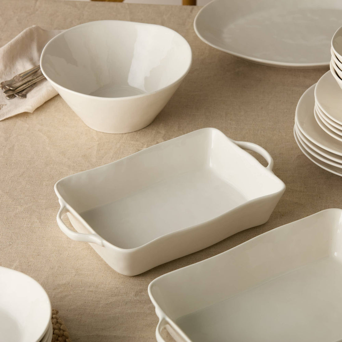 Linen Cream Ceramic Baker