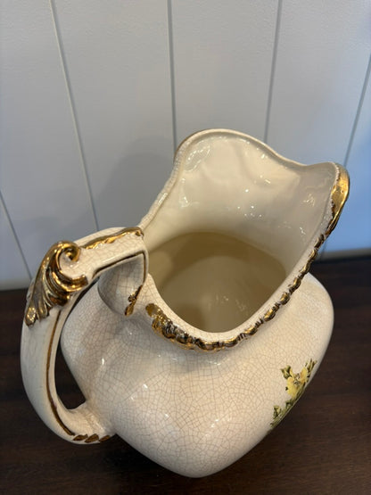 Antique Ceramic Pitcher w/ Yellow Florals