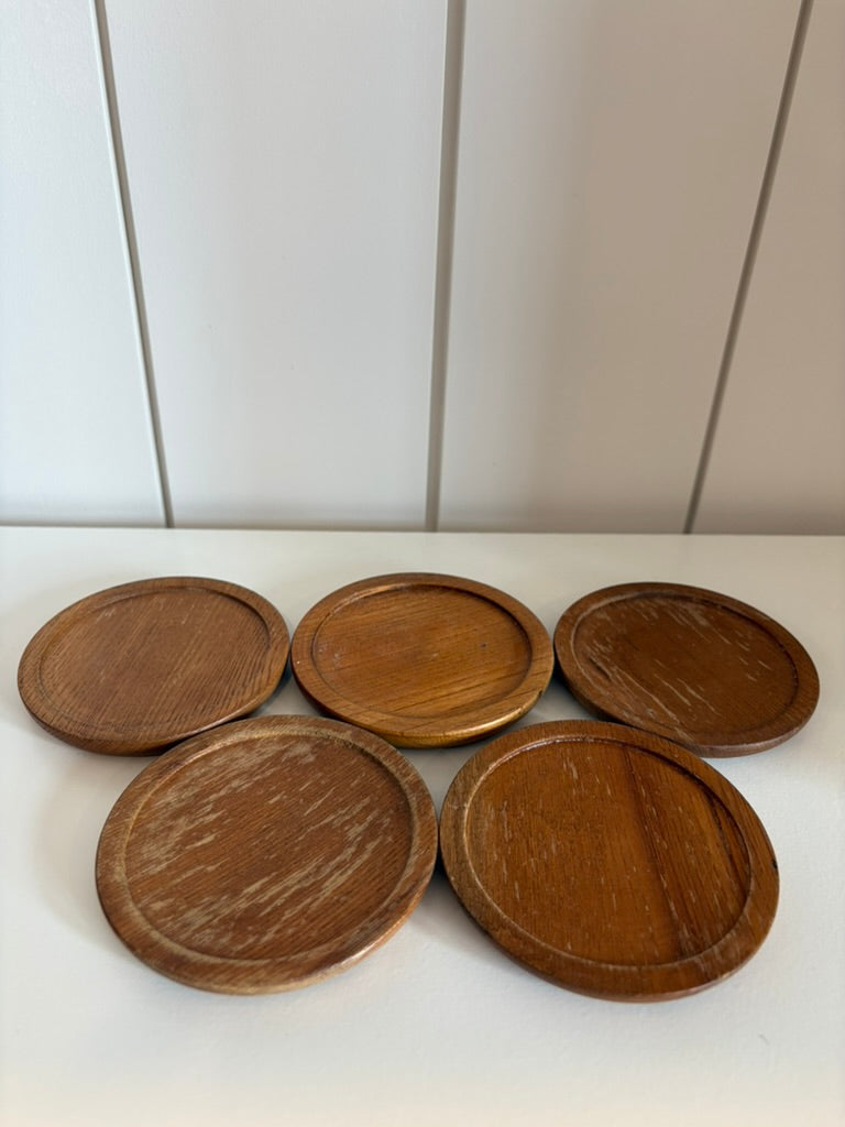 Vintage Wooden Coasters - Set of 5