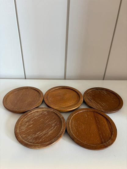 Vintage Wooden Coasters - Set of 5